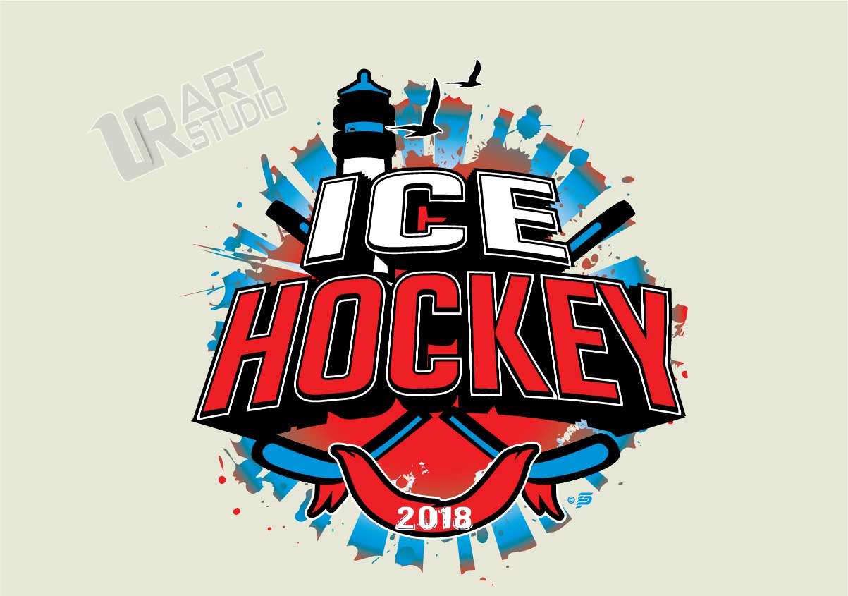 Guiding Light on Ice: A Bold ICE HOCKEY Vector Logo Design for Event Apparel