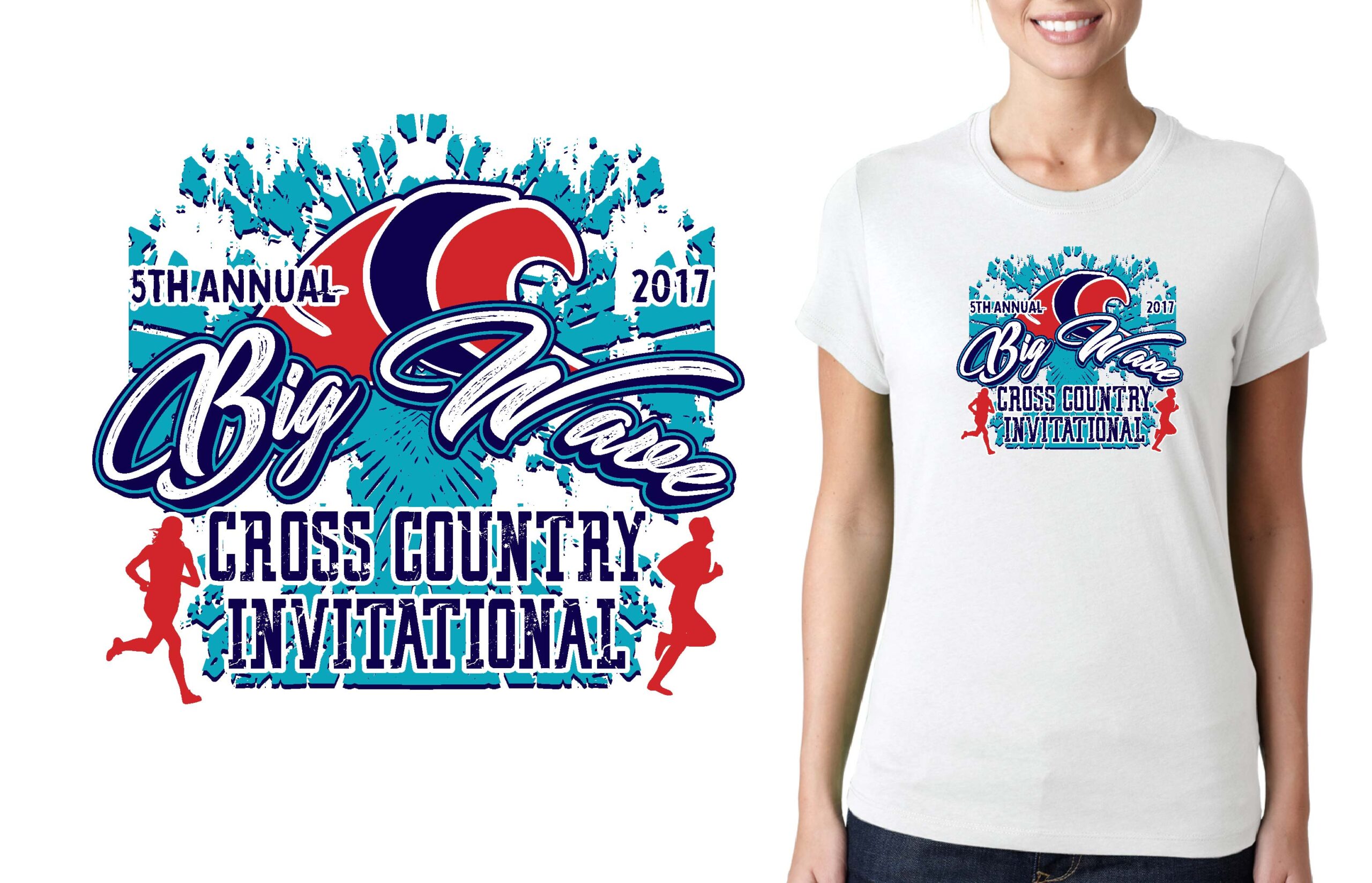Big Wave Cross Country Invitational: A Bold and Energetic Vector Logo Design That Captures the Spirit of the Course