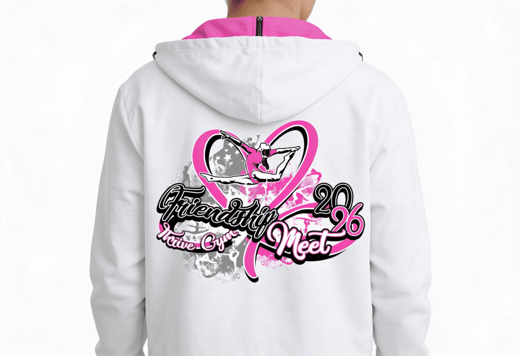 vector logo design, gymnastics logo, Friendship Meet 2026, gymnastics event branding, sports logo design, print-ready vector artwork, custom event branding, MyEventArtist, gymnastics apparel design, event graphics