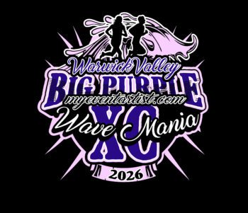 TRACK AND FIELD VECTOR LOGO DESIGN FOR Warwick Valley Big Purple X-C Wave Mania
