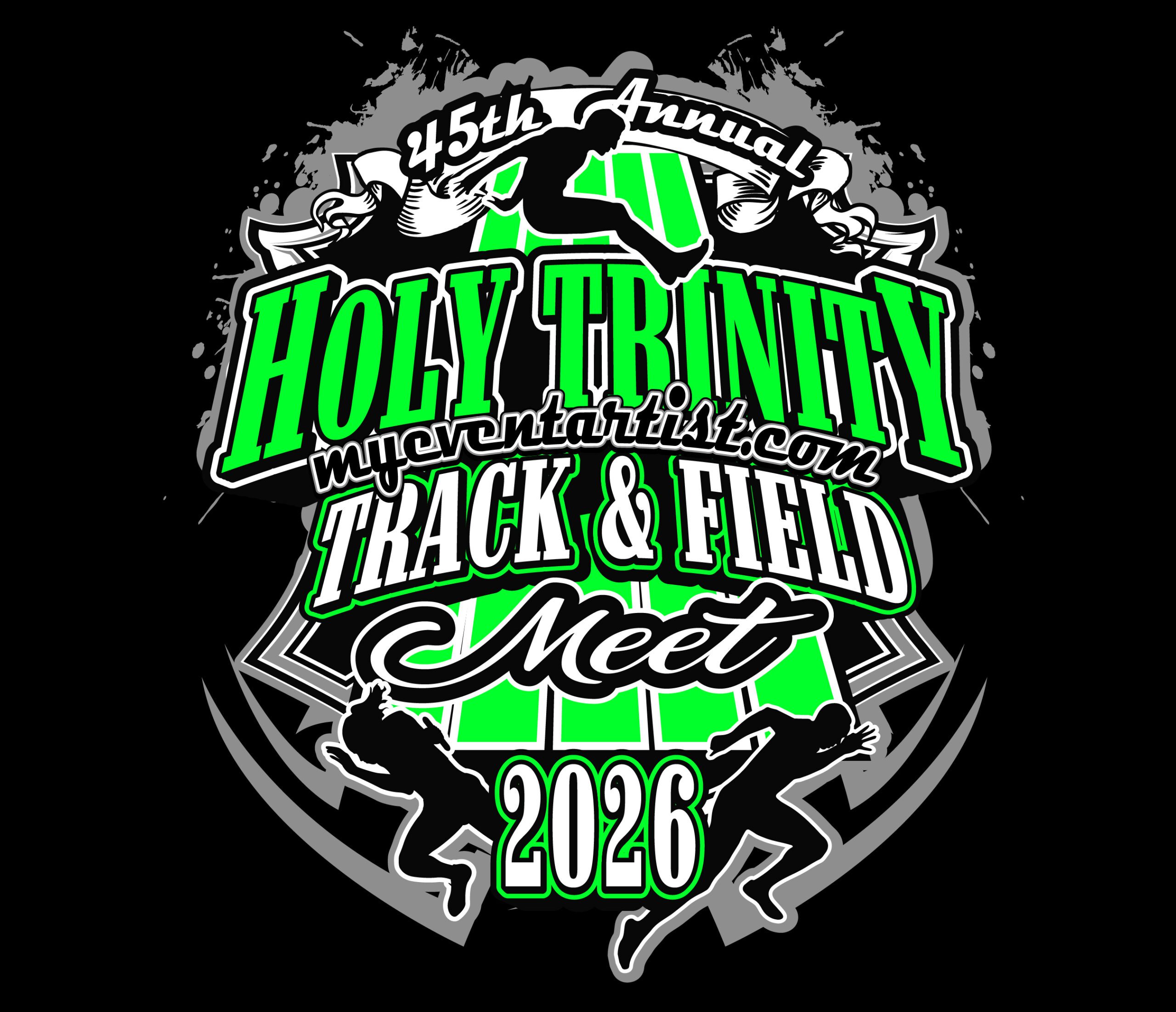Track and field vector logo design 45th ANNUAL HOLY TRINITY TRACK AND FIELD MEET downloadable for print