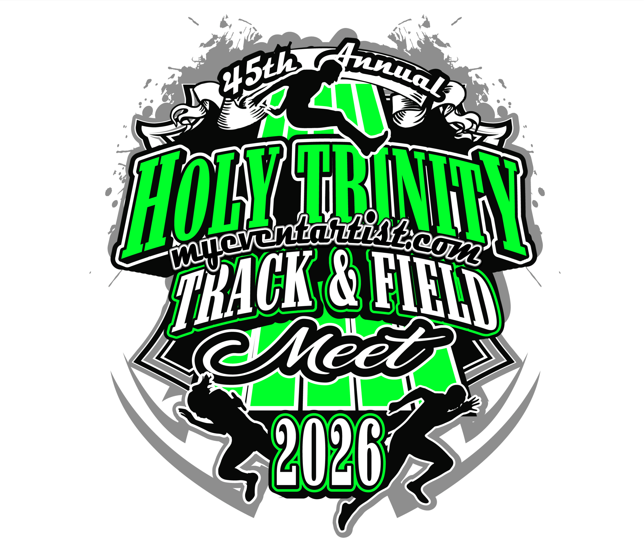 Track and field vector logo design 45th ANNUAL HOLY TRINITY TRACK AND FIELD MEET downloadable for print