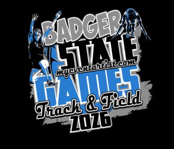 Track and field vector logo design Badger State Games-Track and Field downloadable for print