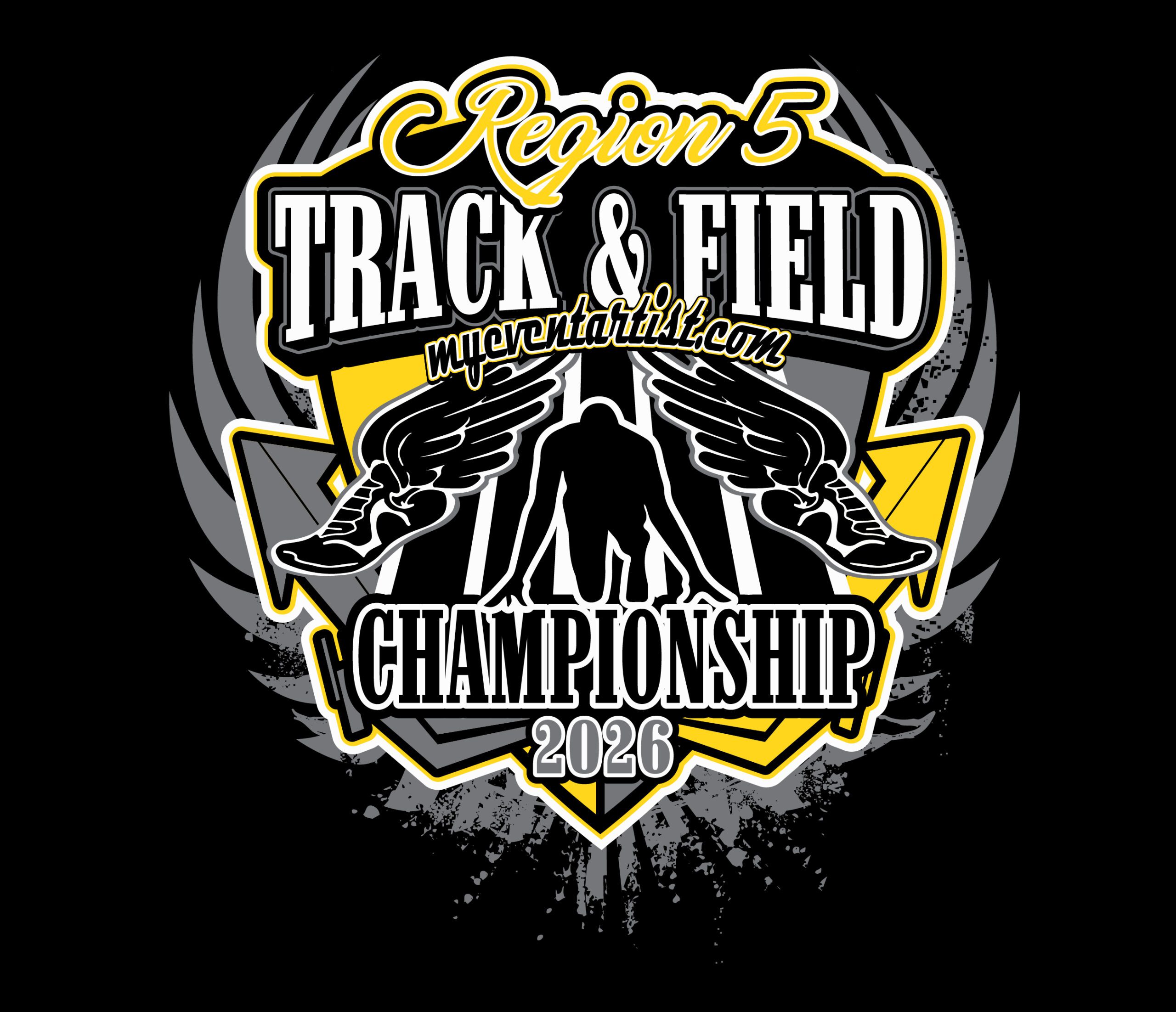 Track and field vector logo design Region 5 Championship 2026 TRACK AND FIELD MEET downloadable for print