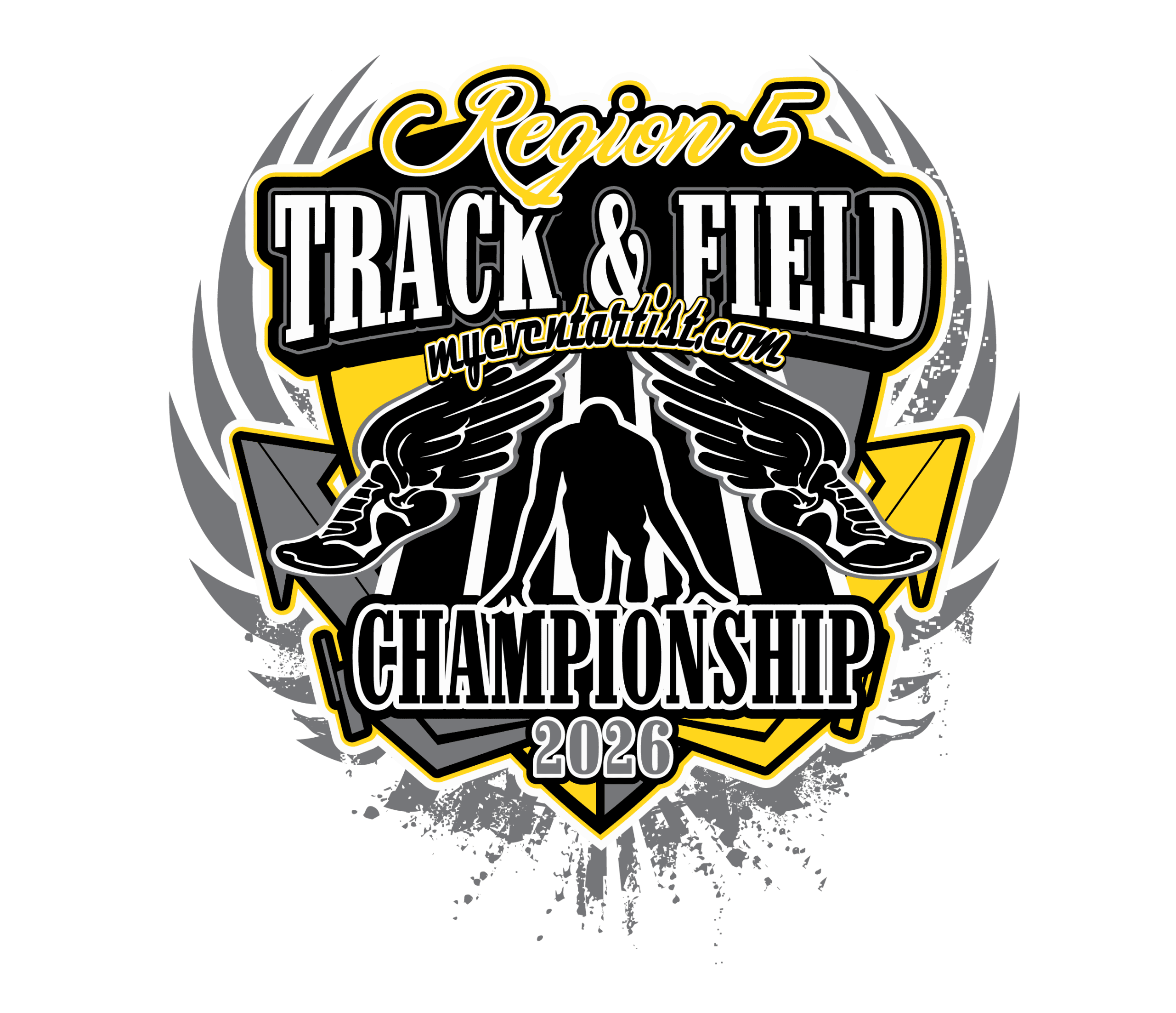 Track and field vector logo design Region 5 Championship 2026 TRACK AND FIELD MEET downloadable for print