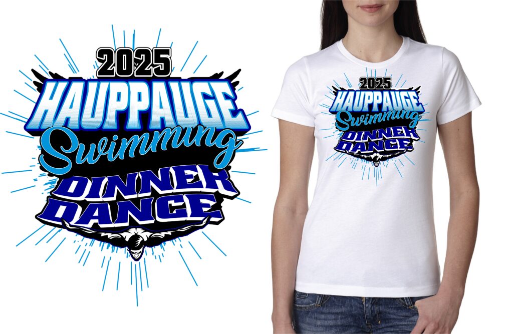 Hauppauge Swimming Dinner Dance 2025 — Vector Logo Design That Glides